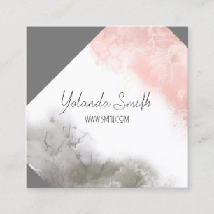 Carte De Visite Carré aquarelle rose et gris minmaliste propre personnal