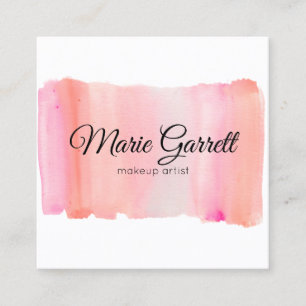 Carte De Visite Carré Aquarelle rose moderne pointe