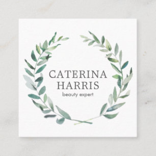 Carte De Visite Carré Aquarelle rustique Verdure Wreath Professional