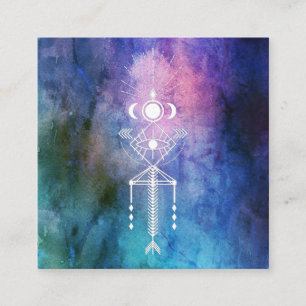 Carte De Visite Carré *~* Aquarelle sacrée des tribus Shaman Primal Azt