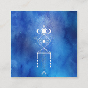 Carte De Visite Carré *~* Aquarelle sacrée Shaman Primal Aztec Tribal