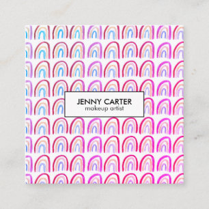 Carte De Visite Carré Aquarelle simple Rainbows Motif Cool violet