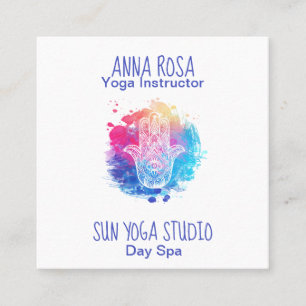 Carte De Visite Carré *~* Aquarelle Spa Hamsa Hand Yoga
