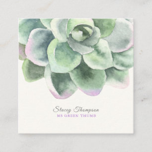 Carte De Visite Carré Aquarelle Succulente Rose de PixDezines