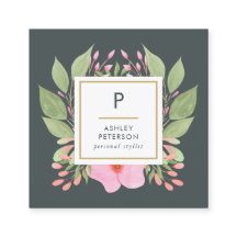 Aquarelle tendance mignonne rose Fleurs Monogramme