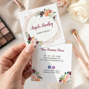 Carte De Visite Carré Aquarelle Whimsical moderne Artiste de maquillage 