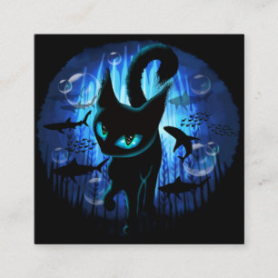 Carte De Visite Carré Aquaticat - Chat surréaliste en Imaginaire profond