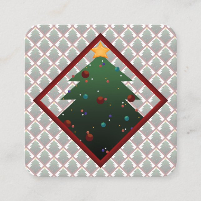Carte De Visite Carré Arbre de Noël (Devant)