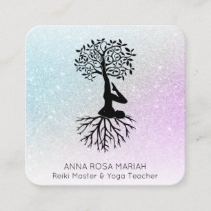 Carte De Visite Carré *~* Arbre de vie Yoga Pastel Parties scintillant H