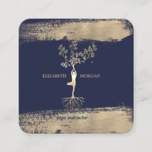 Carte De Visite Carré Arbre élégant femmes Silhouet Faux Gold Brush Stro