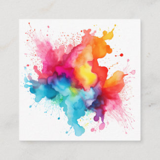 Carte De Visite Carré Arc-en-ciel à éclaboussure aquarelle