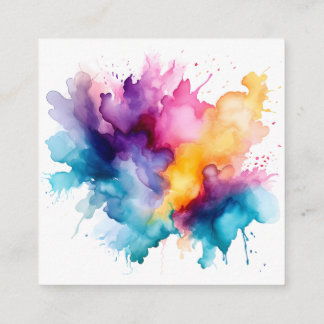 Carte De Visite Carré Arc-en-ciel à éclaboussure aquarelle