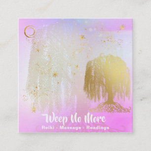 Carte De Visite Carré *~* Arc-en-ciel Cosmique Willow Tree Moon Gold