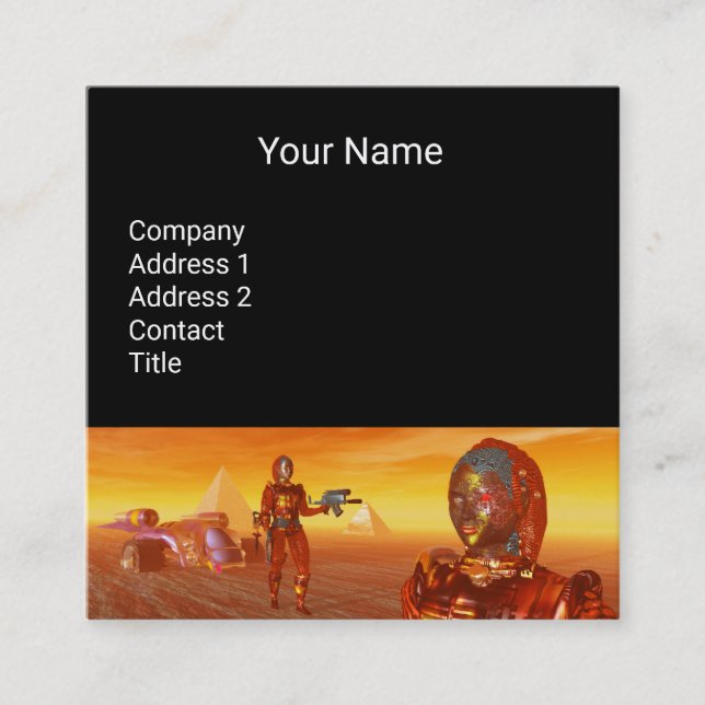 Carte De Visite Carré ARES DANS LE DÉSERT DE L'HYPERION Sci-Fi (Devant)