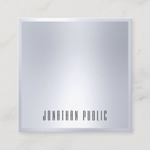 Carte De Visite Carré Argent Look Élégant Modèle moderne Glamour