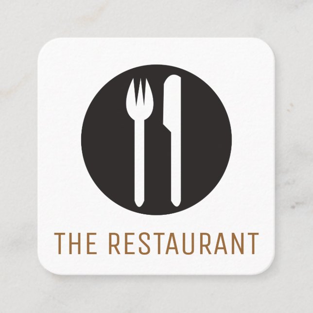 Carte De Visite Carré Argent | Propriétaire du restaurant | Chef (Devant)