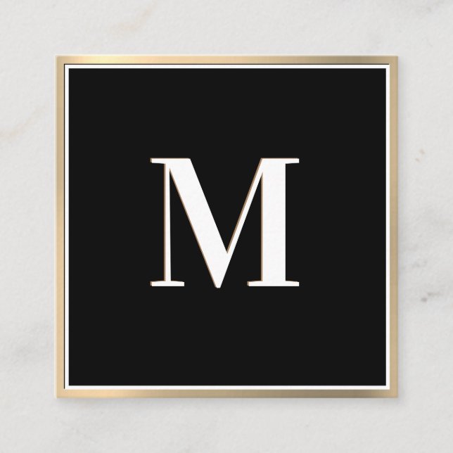 Carte De Visite Carré Arrière - plan Gold Gradient | Monogramme (Devant)
