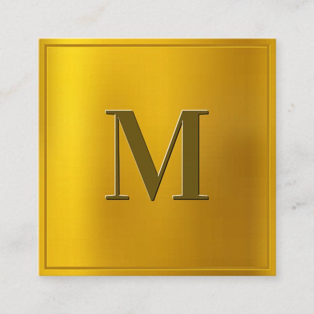 Carte De Visite Carré Arrière - plan Gold Gradient | Monogramme (Devant)