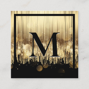 Carte De Visite Carré Arrière - plan Monogram Luxury Golden Black