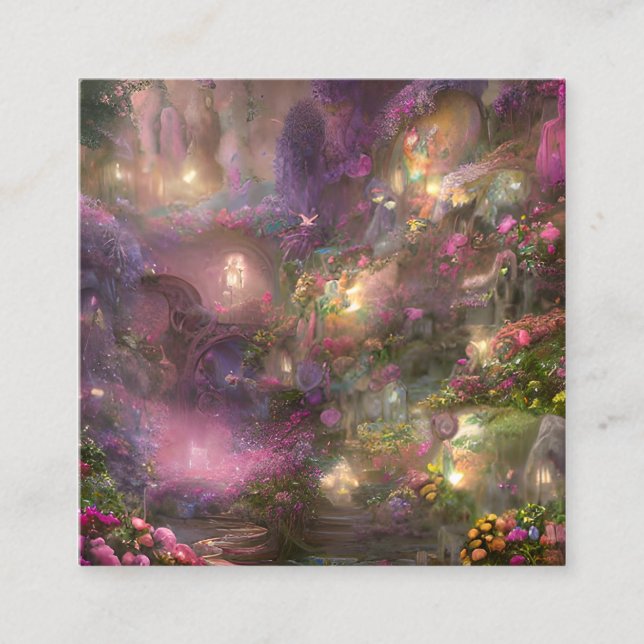 Carte De Visite Carré Arrière - plan Whimsical Fairyland (Devant)