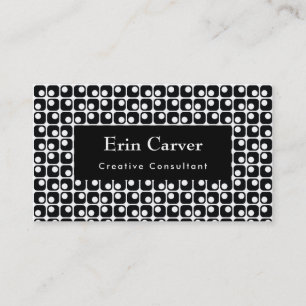 Carte De Visite Carré arrondi Retro noir et blanc Motif