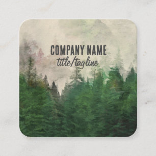 Carte De Visite Carré art de paysage de nature  montagne forêt de conifè