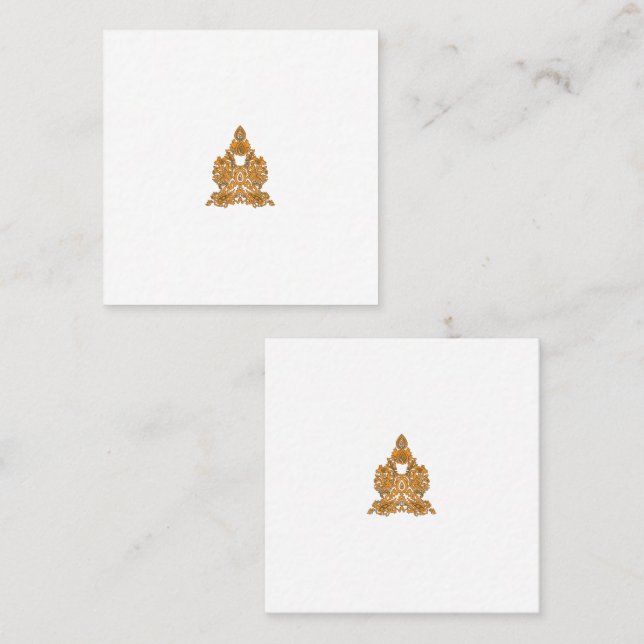 Carte De Visite Carré Art Floral Paisley ・ Décor Boho Orange (Devant / Derrière)