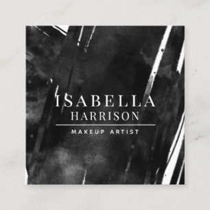 Carte De Visite Carré Artiste de maquillage moderne Abstrait Noir