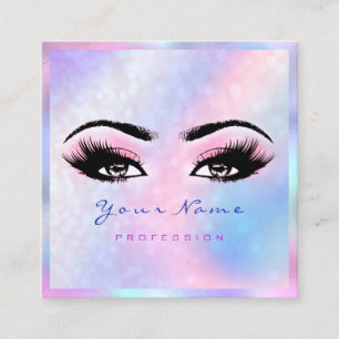 Carte De Visite Carré Artiste de maquillage professionnel Eyelash Hologr