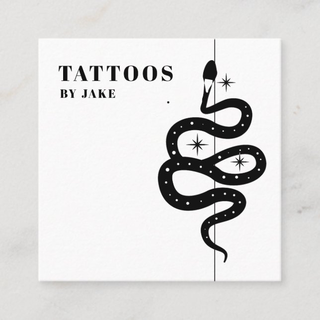 Carte De Visite Carré Artiste de tatouage de serpent mystique (Devant)
