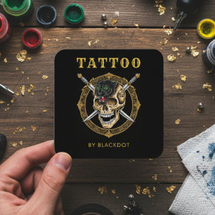 Carte De Visite Carré Artiste de tatouage tendance Code QR de réservatio