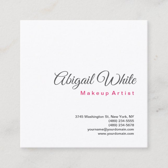 Carte De Visite Carré Artiste maquillage blanc simple moderne minimalist (Devant)