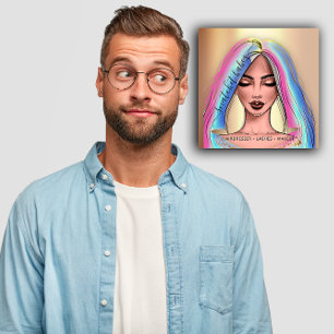 Carte De Visite Carré Artiste maquillage Eyelash cheveux brune lèvre vi