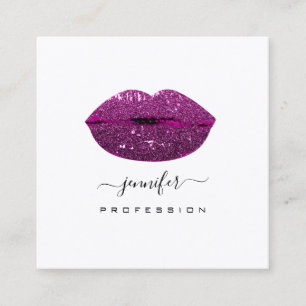 Carte De Visite Carré Artiste maquillage KISS en violet White Social Med