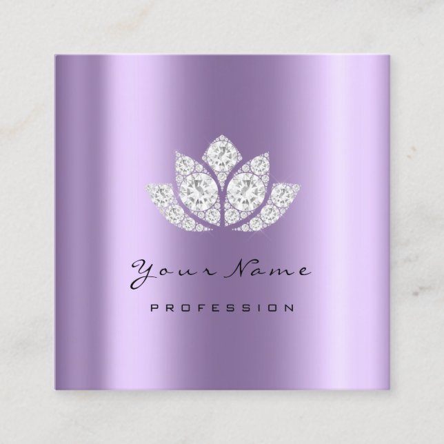 Carte De Visite Carré Artiste maquillage Lotus Mandala Diamond Purple Cr (Devant)