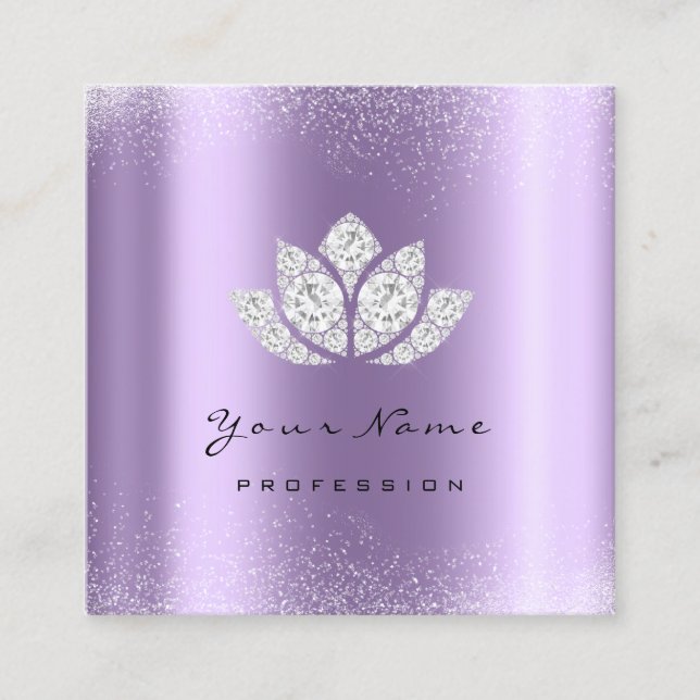 Carte De Visite Carré Artiste maquillage Lotus Mandala Diamond Violet vi (Devant)