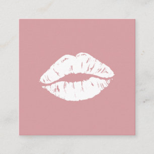 Carte De Visite Carré Artiste maquillage moderne blush rose blanc lèvres