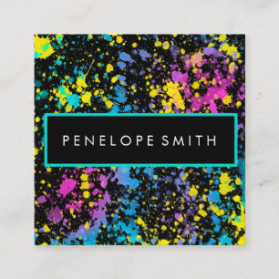 Carte De Visite Carré Artiste maquillage Mutlicolor Paint Splatz 