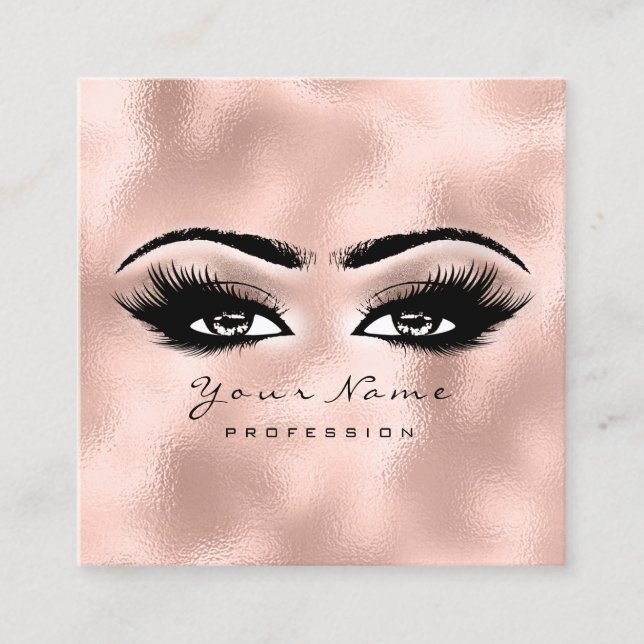 Carte De Visite Carré Artiste maquillage Oeil sourcils Rose Carré de ver (Devant)
