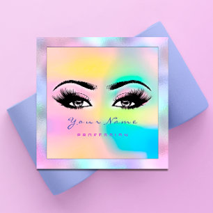 Carte De Visite Carré Artiste maquillage professionnel Eyeash Holographe