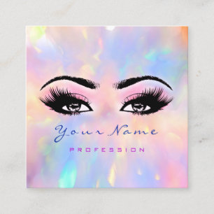 Carte De Visite Carré Artiste maquillage professionnel Eyelash rose Holo