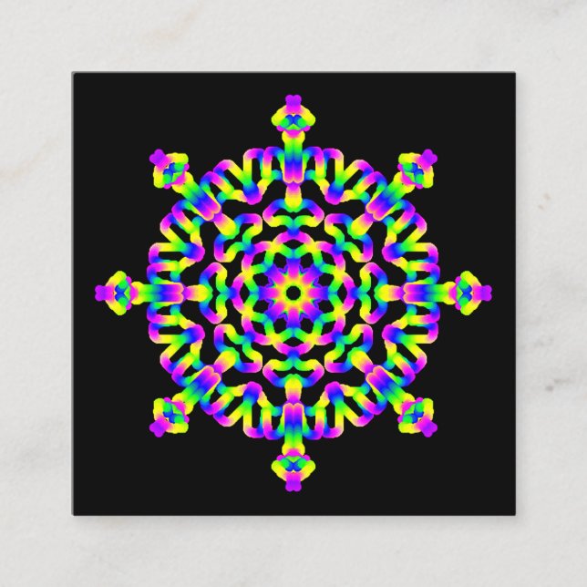 Carte De Visite Carré Arts curatifs de mandala géométrique au néon de (Devant)