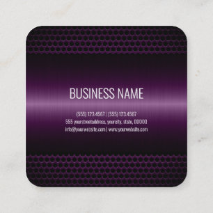 Carte De Visite Carré Aspect métallique foncé violet en acier inoxydable