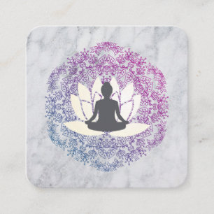 Carte De Visite Carré Assis Lotus Mandala et marbre