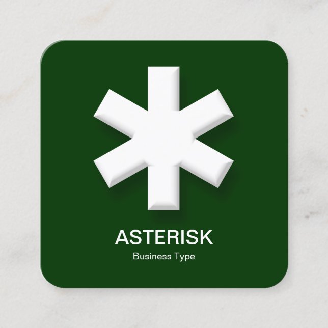 Carte De Visite Carré Asterisk - Vert foncé (003300) (Devant)
