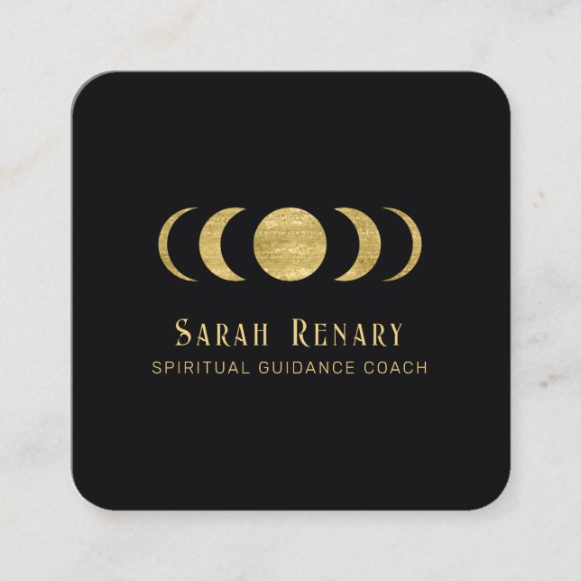 Carte De Visite Carré Astrogoly Phases de la Lune d'or (Devant)