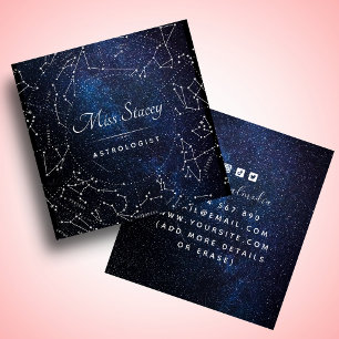 Carte De Visite Carré Astrologue Blue Cosmic Sky Star Constellation