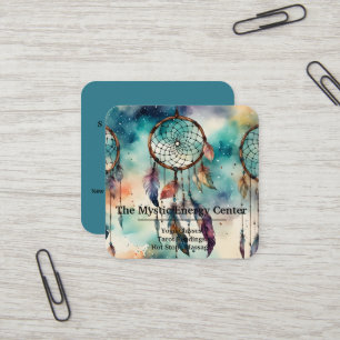 Carte De Visite Carré Attrape-rêves élégant Plumes Professeur de Yoga