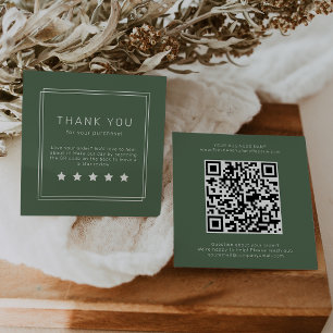 Carte De Visite Carré AVERY Rustique Code QR Vert Foncé Laissez un avis
