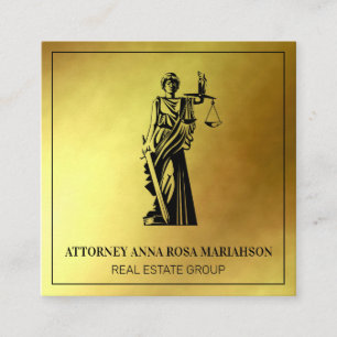 Carte De Visite Carré *~* Avocat Avocat Justice Scales Gold Foil AP15